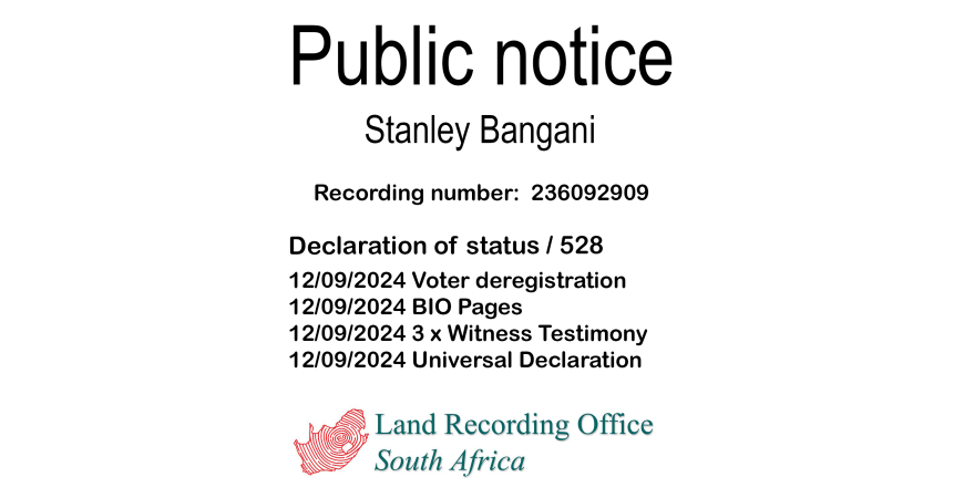 Public notice Stanley Bangani Recording number 236092909