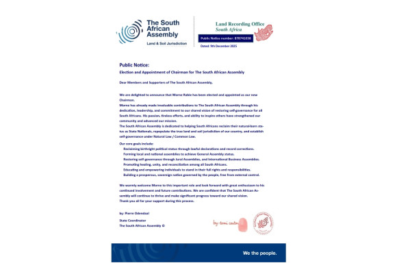 Public notice Elected Chairman Recording number 878741038