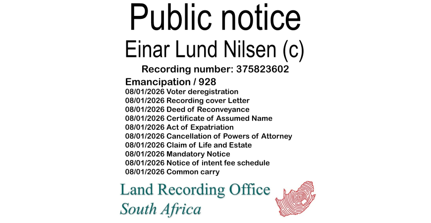 Public notice Einar Lund Nilsen Recording number 375823602