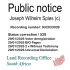 Public notice Joseph Wilhelm Spies (c) Recording number 932033039