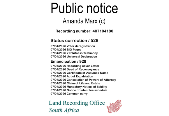 Public notice Amanda Marx (c) Recording number 407104180