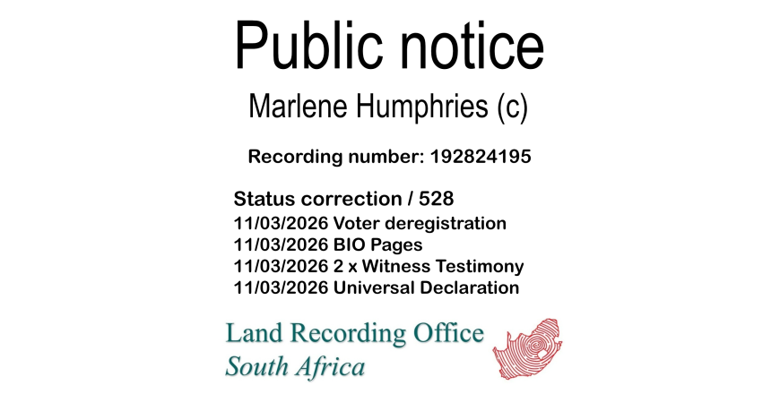 Public notice Marlene Humphries (c) Recording number 192824195