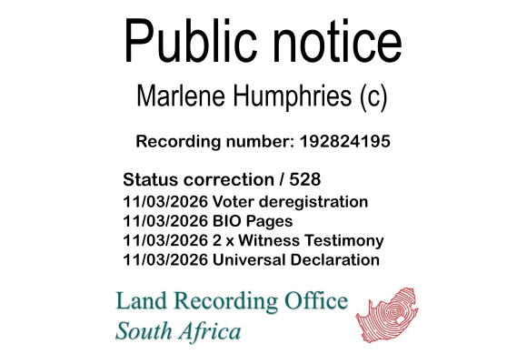 Public notice Marlene Humphries (c) Recording number 192824195