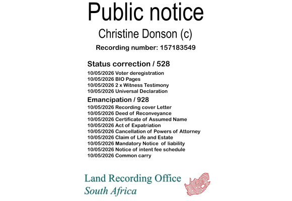 Public notice Christine Donson (c) Recording number 157183549