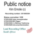 Public notice Kim Emslie (c) Recording number 351005354