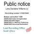 Public notice Lena Davidene Williams (c) Recording number 916570467