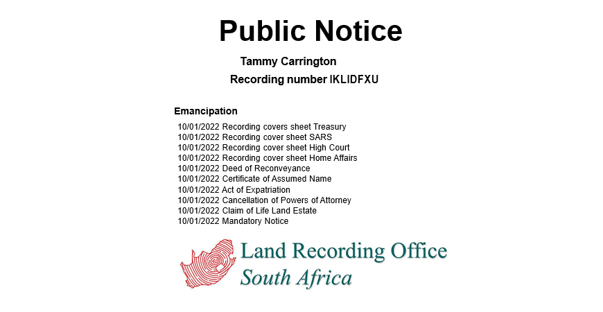 Tammy Carrington Recording number IKLIDFXUX