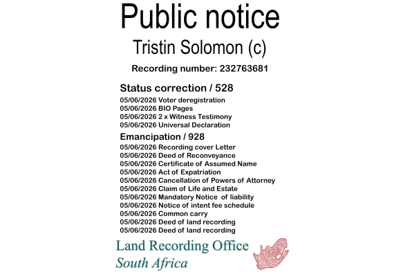 Public notice Tristin Solomon Recording number 232763681