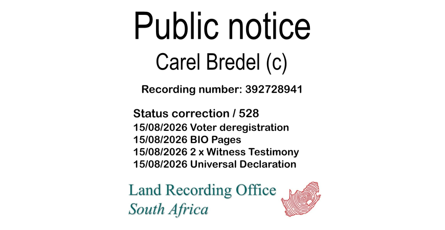 Public notice Carel Bredel Recording number 392728941