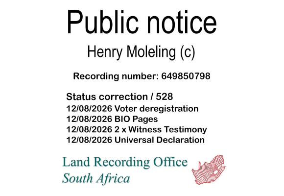 Public notice Henry Moleling Recording number 649850798