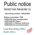 Public notice Harold Ivan Alexander Recording number 706434965