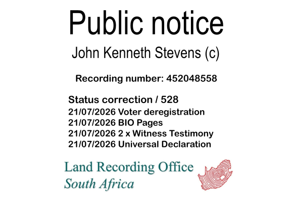 Public notice John Kenneth Stevens Recording number 452048558