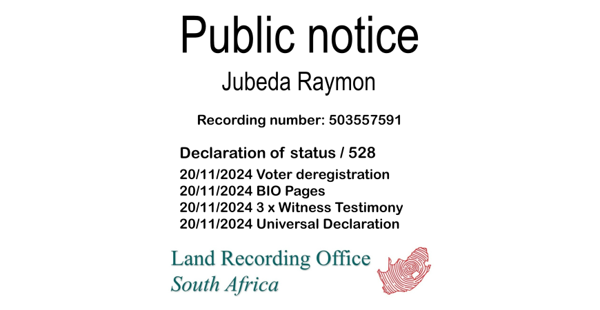 Public notice Jubeda Raymon Recording number 503557591