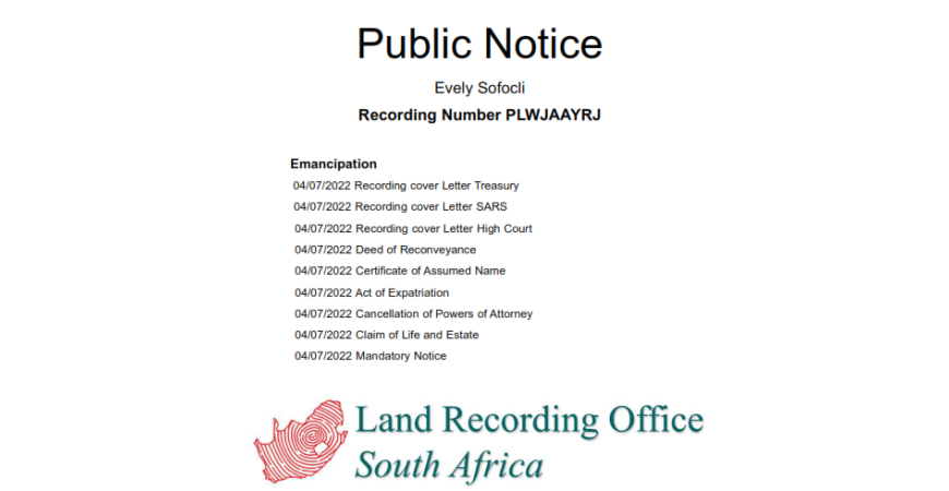 Public Notice Evely Sofocli PLWJAAYRJ