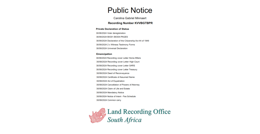 Public Notice Carolina Gabriel Minnaert Recording Number KVVBGTBPR