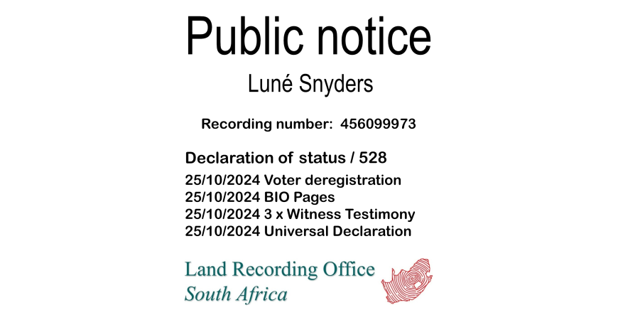 Public Notice Luné Snyders (c)™ Recording number 456099973
