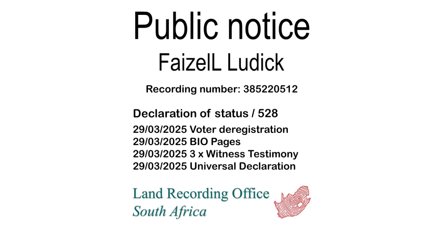 Public Notice FaizelL Ludick (c) Recording number 385220512