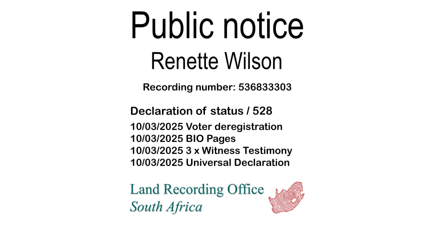 Public Notice Renette Wilson (c) Recording number 536833303