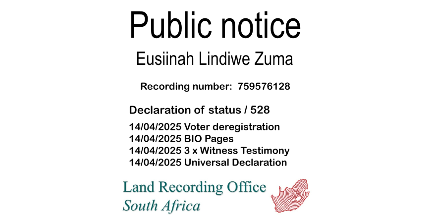 Public Notice Eusiinah Lindiwe Zuma (c) Recording number 759576128