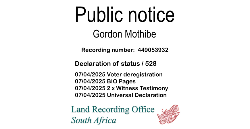 Public Notice Gordon Mothibe (c) Recording number 449053932