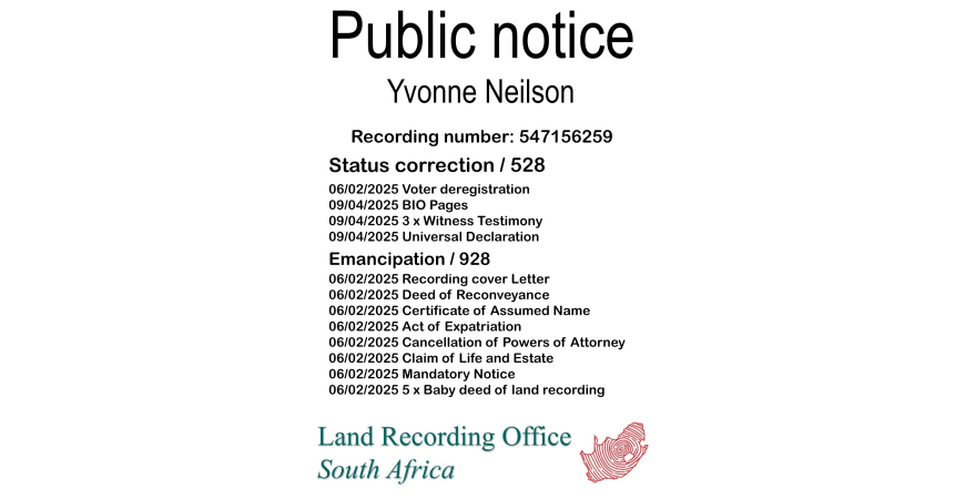 Public Notice Yvonne Neilson (c) Recording number 547156259