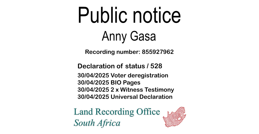 Public Notice Anny Gasa (c) Recording number 855927962