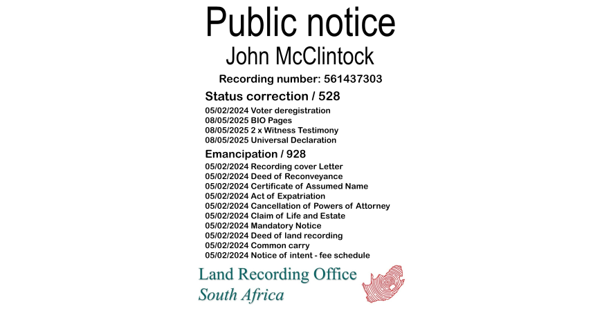 Public Notice John McClintock (c) Recording number 561437303