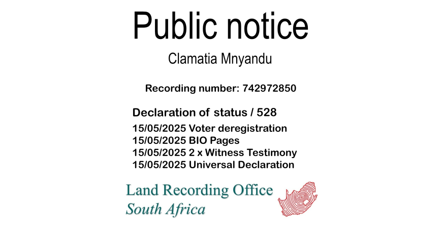 Public Notice Clamatia Mnyandu (c) Recording number 742972850