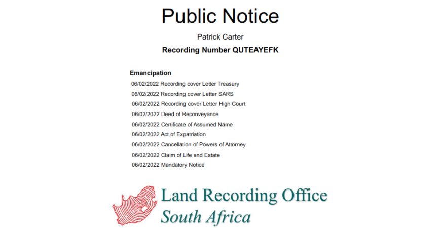 Public Notice Patrick Carter QUTEAYEFK