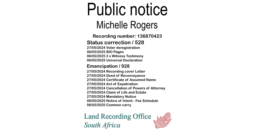 Public Notice Michelle Rogers (c) Recording number 136870423