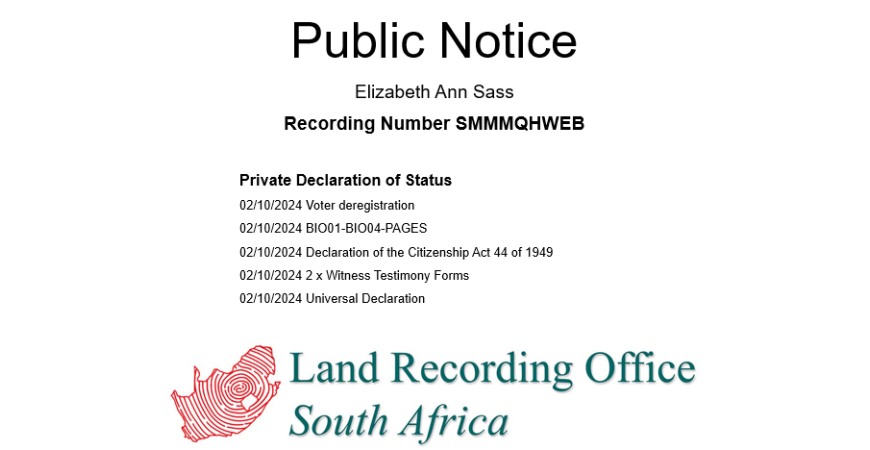 Public Notice Elizabeth Ann Sass Recording Number SMMMQHWEB