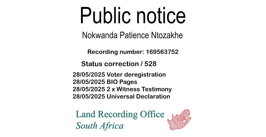 Public Notice Nokwanda Patience Ntozakhe (c) Recording number 169563752