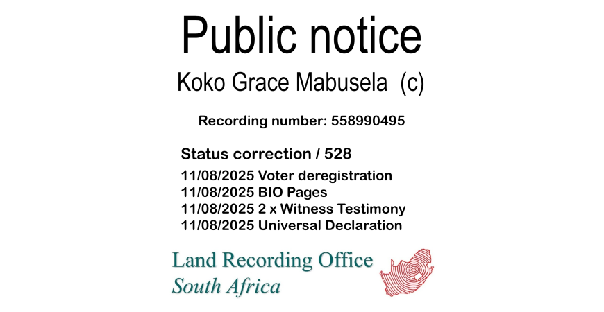 Public notice Koko Grace Mabusela (c) Recording number 558990495