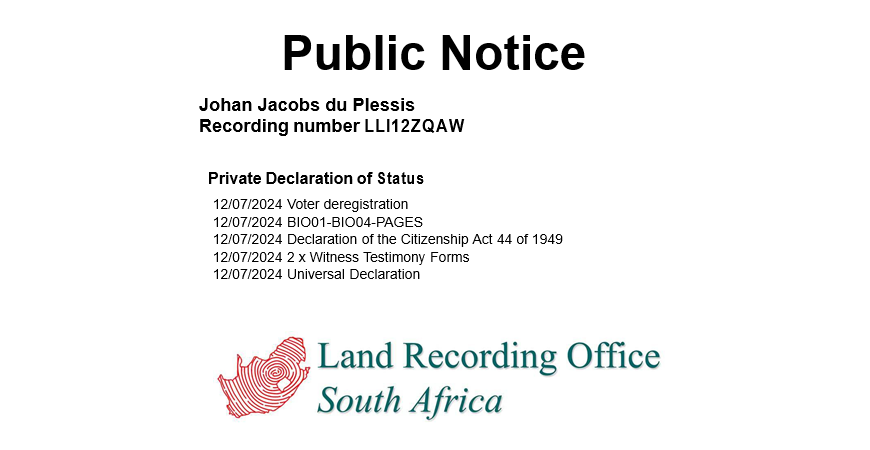 Johan Jacobs du Plessis Recording number LLI12ZQAW