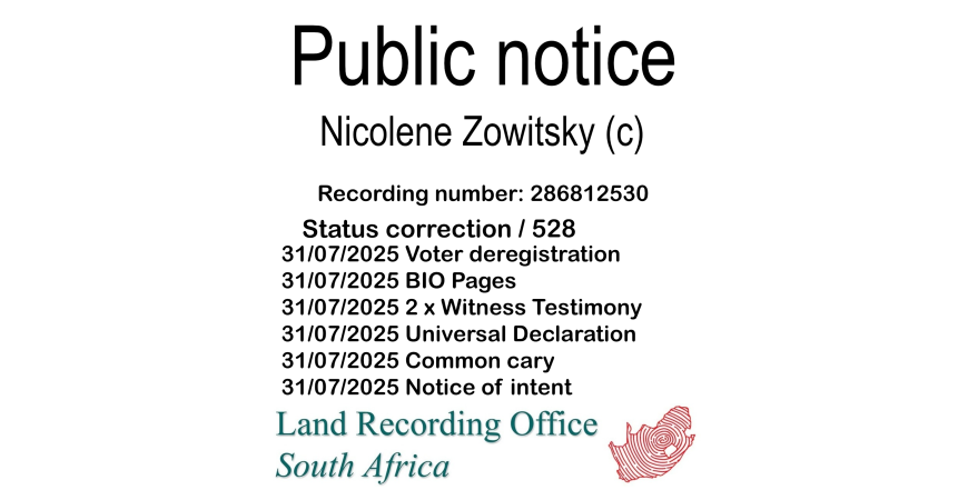 Public notice Nicolene Zowitsky (c) Recording number 286812530