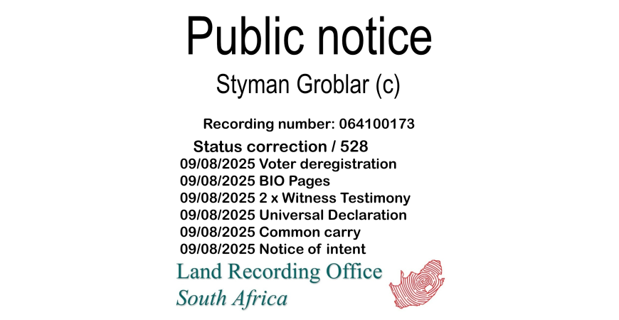 Public notice Styman Groblar (c) Recording number 064100173