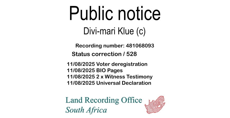 Public notice Divi-mari Klue (c) Recording number 481068093