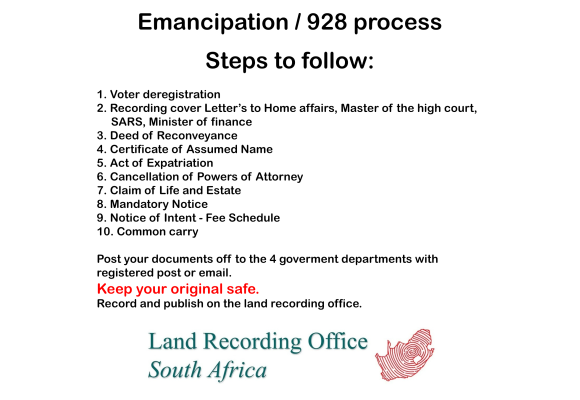 Emancipation / 928 process, Steps to follow