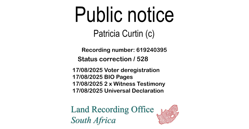 Public notice Patricia Curtin (c) Recording number 619240395