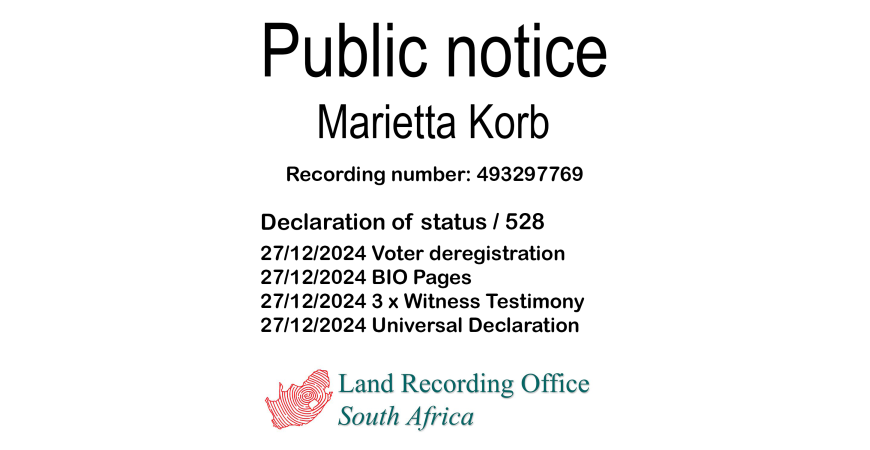 Public notice Marietta Korb Recording number 493297769