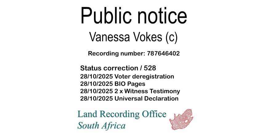 Public notice Vanessa Vokes Recording number 787646402
