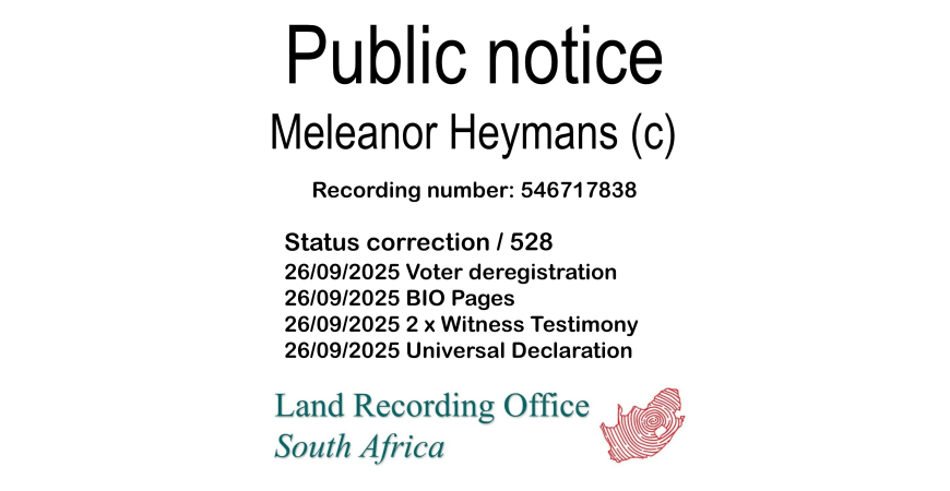 Public notice Meleanor Heymans Recording number 546717838